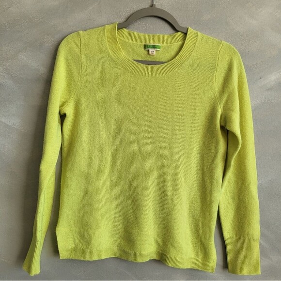 J. CREW Cashmere Crewneck Neon Lime Green Long Sleeve Sweater Sz XS - Picture 6 of 16
